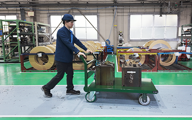 活用事例-『ASPINA薄型電動ホイール』CAIW-200FA-1t台車の電動アシスト化|電動アシスト